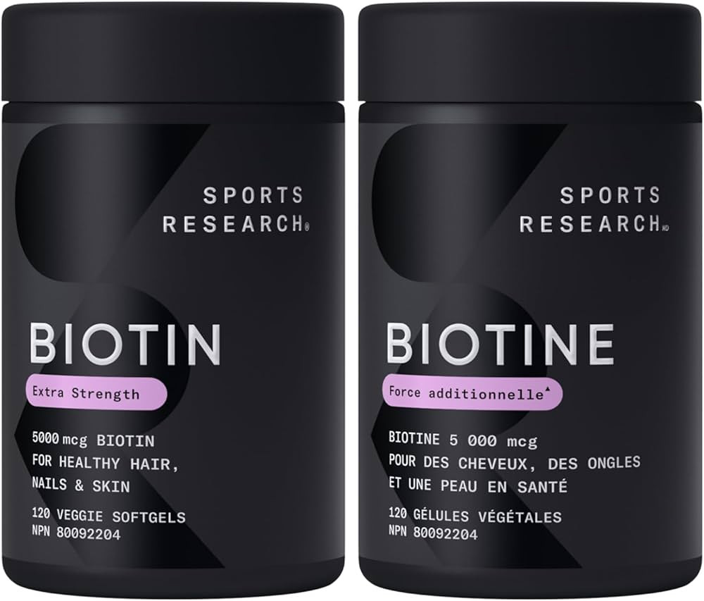 Sports Research Extra Strength Vegan Biotin 5000mcg with Organic Coconut Oil - Helps to Maintain ... | Amazon (CA)