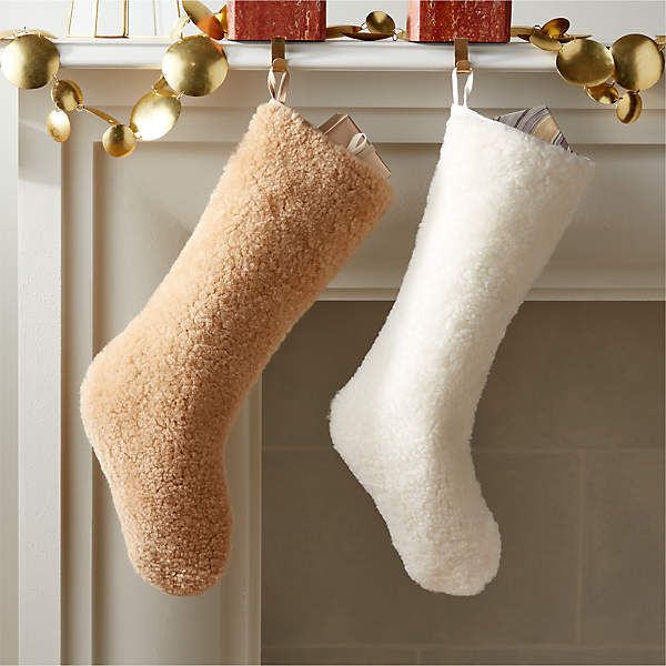 Shorn Caramel Polka-Dot Sherpa Christmas Stocking | CB2 | CB2