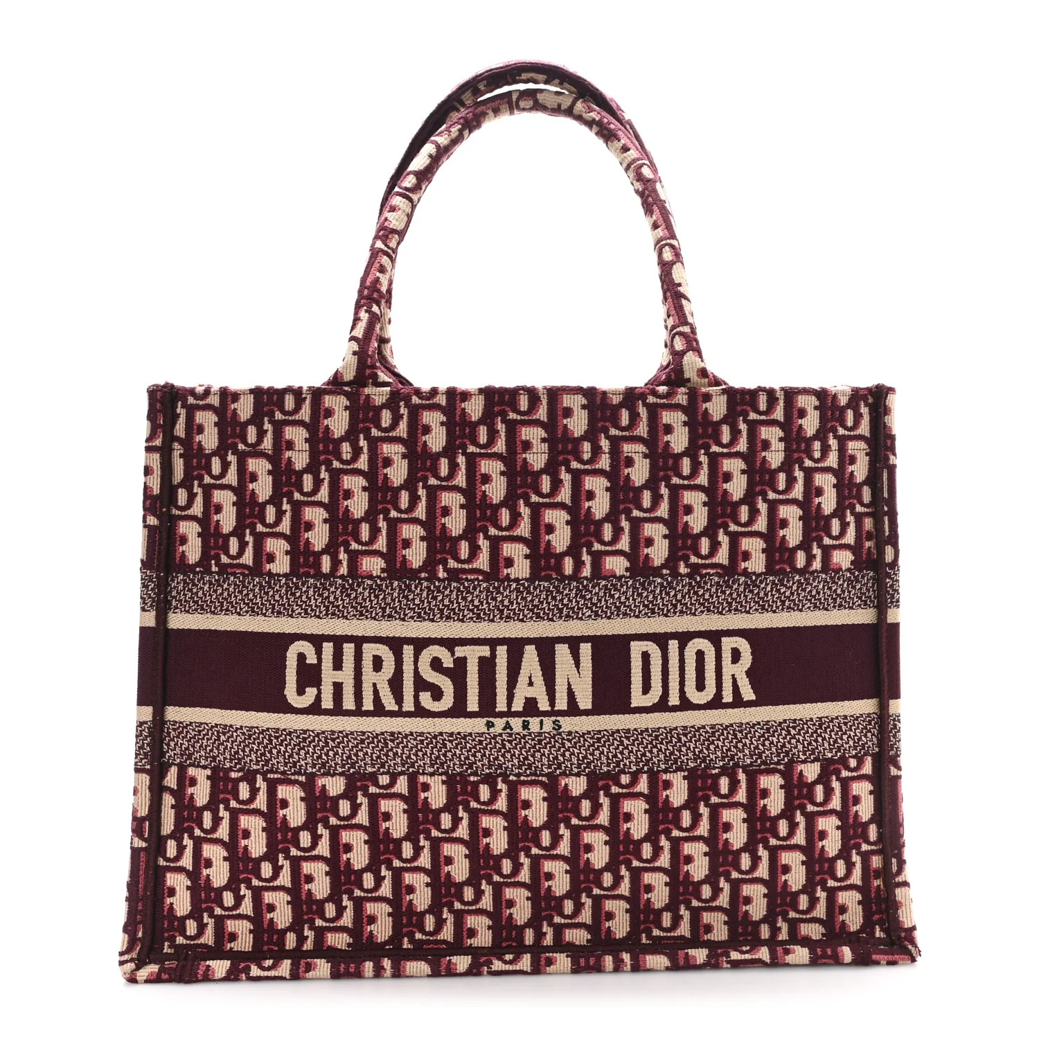Oblique Medium Book Tote Burgundy Multicolor | FASHIONPHILE (US)