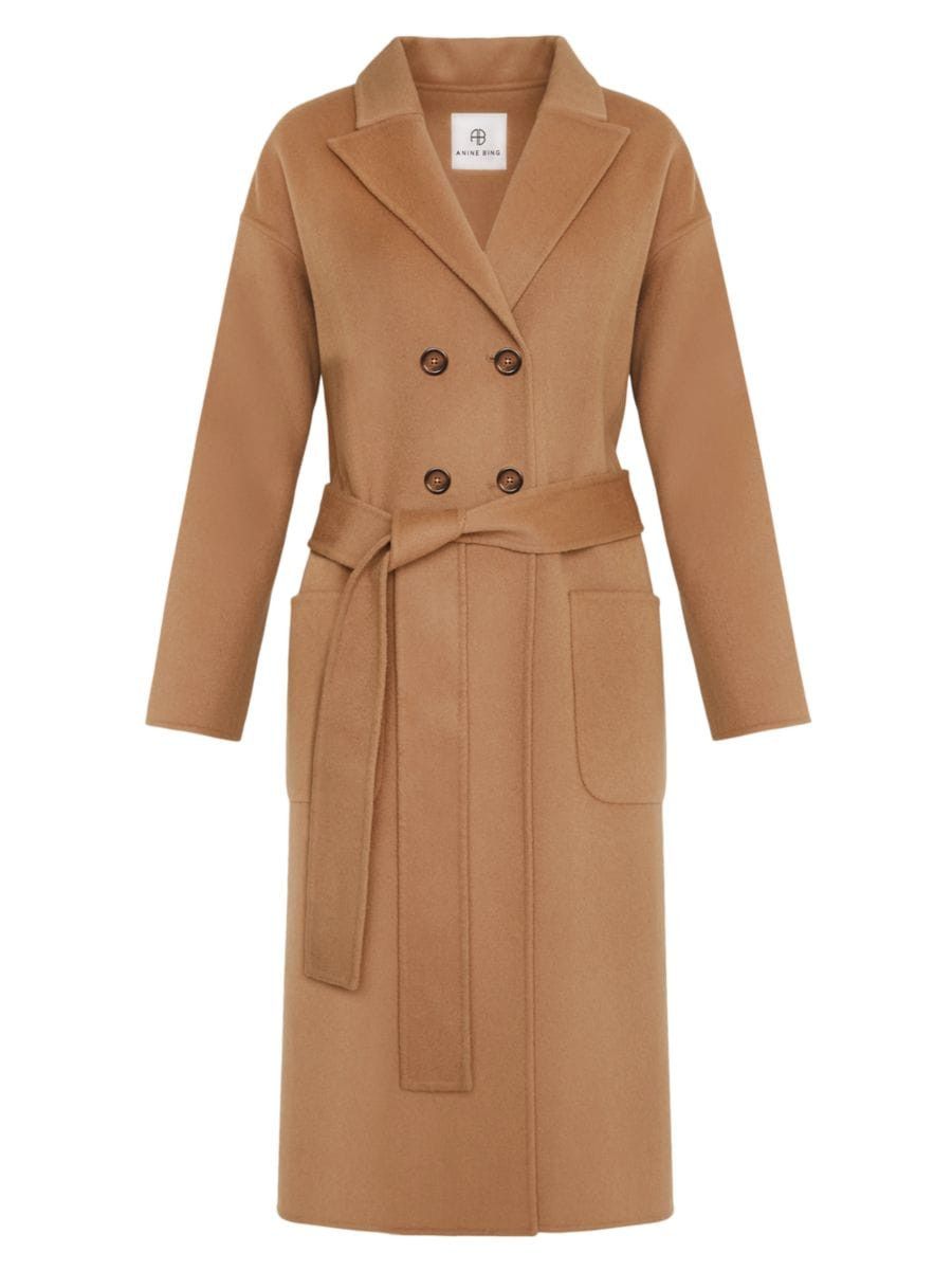 ANINE BING Dylan Wool-Cashmere Belted Coat | Saks Fifth Avenue
