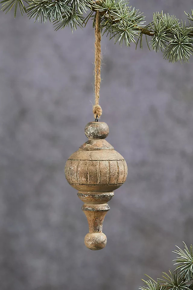 Wooden Finial Ornament, Ribbed | Anthropologie (US)