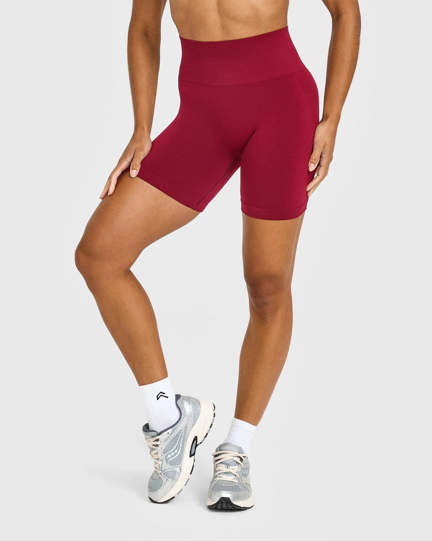 Effortless Seamless Shorts with White Logo 
 Claret Red | Oner Active (UK / US)