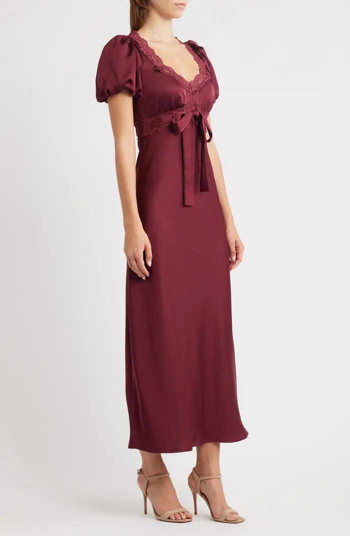 Puff Sleeve Lace Trim Maxi Dress | Nordstrom