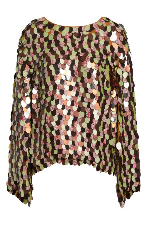Dries Van Noten Connu Paillette Long Sleeve Top in Rust at Nordstrom, Size 8 Us | Nordstrom