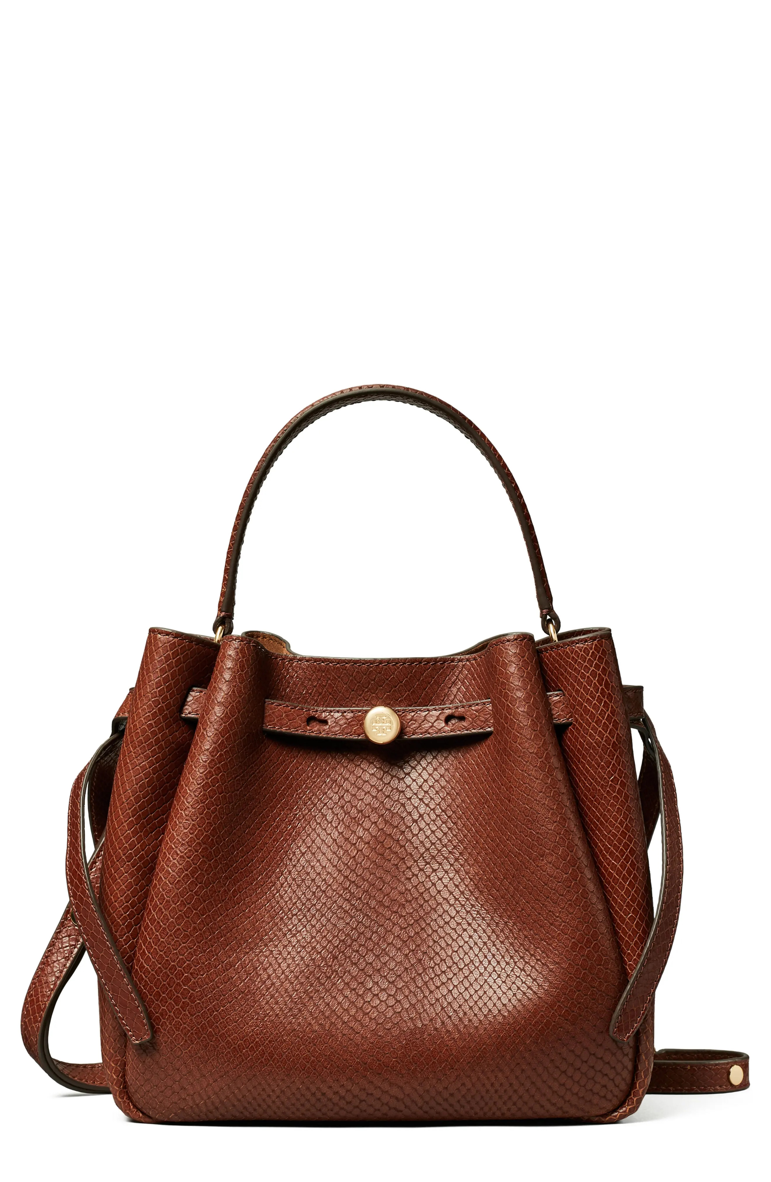 Tory Burch Romy Snake Embossed Leather Bucket Bag (Women) | Nordstrom | Nordstrom