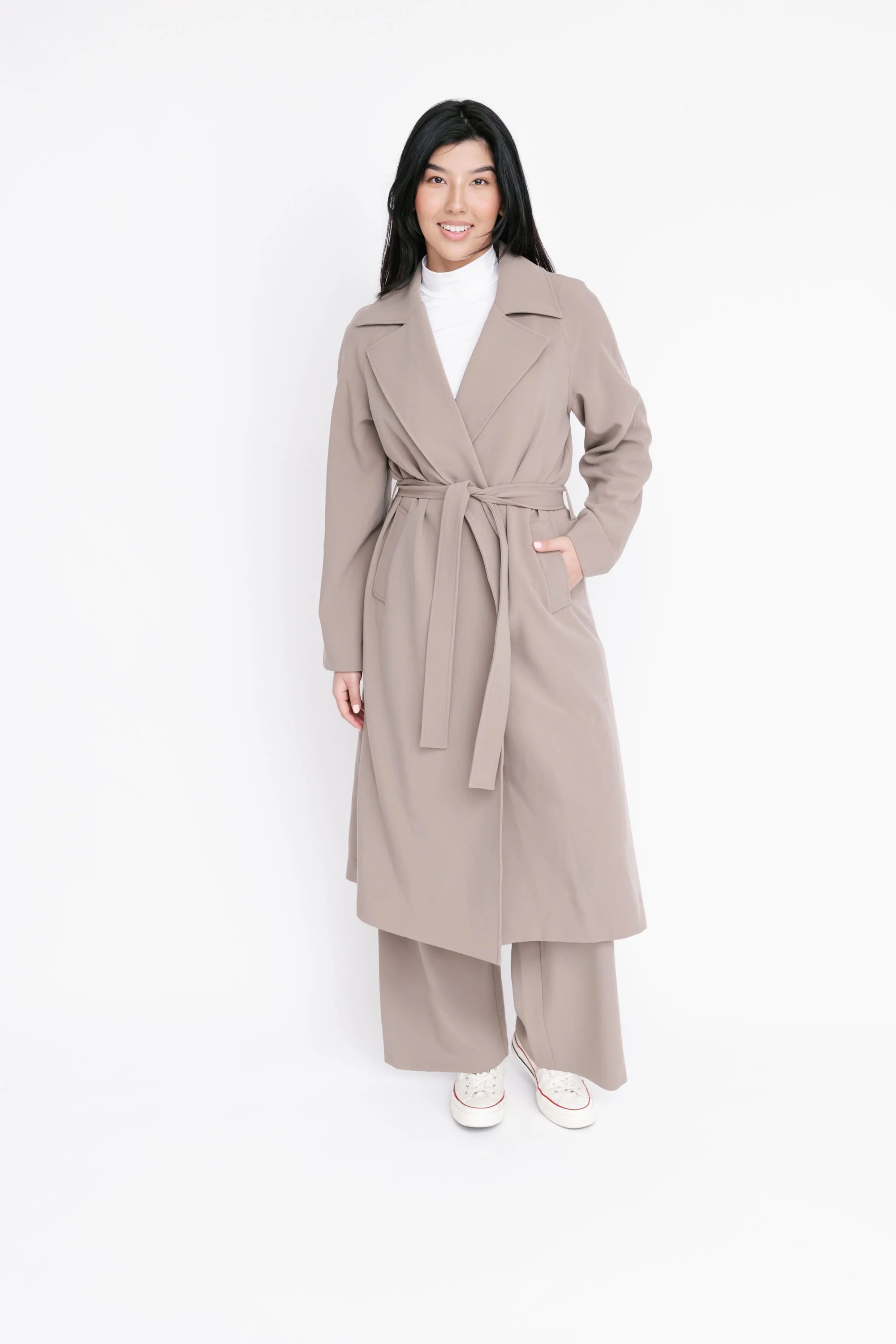 Harper Trench Coat in Deep Taupe | SMASH+TESS