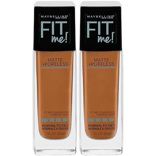 Maybelline Fit Me Matte + Poreless Liquid Foundation Makeup, Spicy Brown, 2 COUNT Oil-Free Founda... | Amazon (US)