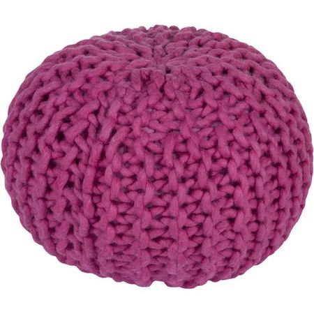 Libby Langdon Interlocking Knit Hand Crafted Solid Wool Decorative Pouf, Magenta | Walmart (US)