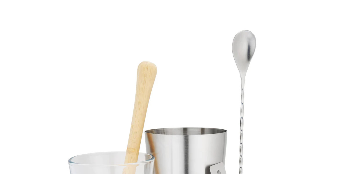 Stainless Steel Glass & Wood Bar Tool Set - Set of 7 | Linen & Clove