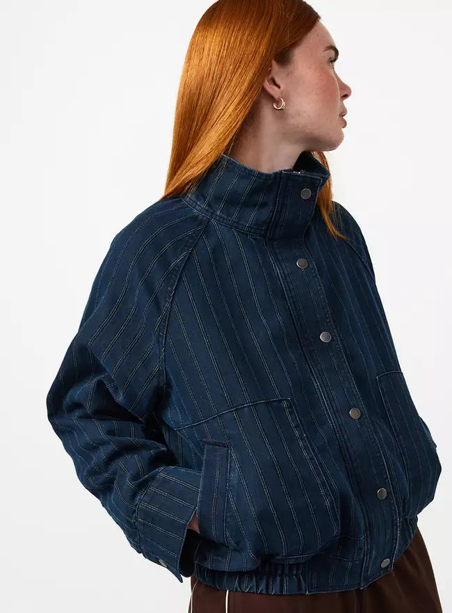 Buy Dark Blue Denim Button-Up Bomber Jacket 8 | Denim jackets | Tu | Tu Clothing