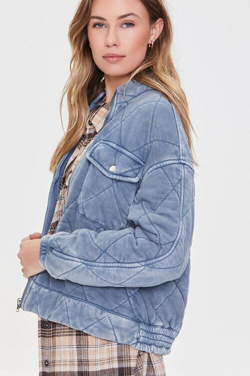 Quilted Mineral Wash Zip-Up Jacket | Forever 21 (US)