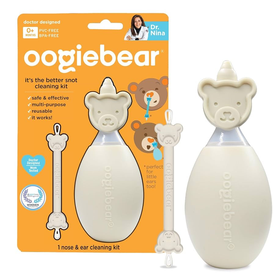 oogiebear BearPair Silicone Bulb Baby Nasal Aspirator and Ear & Nose Syringe, Safely Sucks Snot a... | Amazon (US)