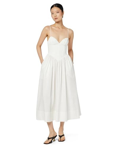 Ronny Kobo Women's Carmine Poplin Dress, White, Large | Amazon (US)