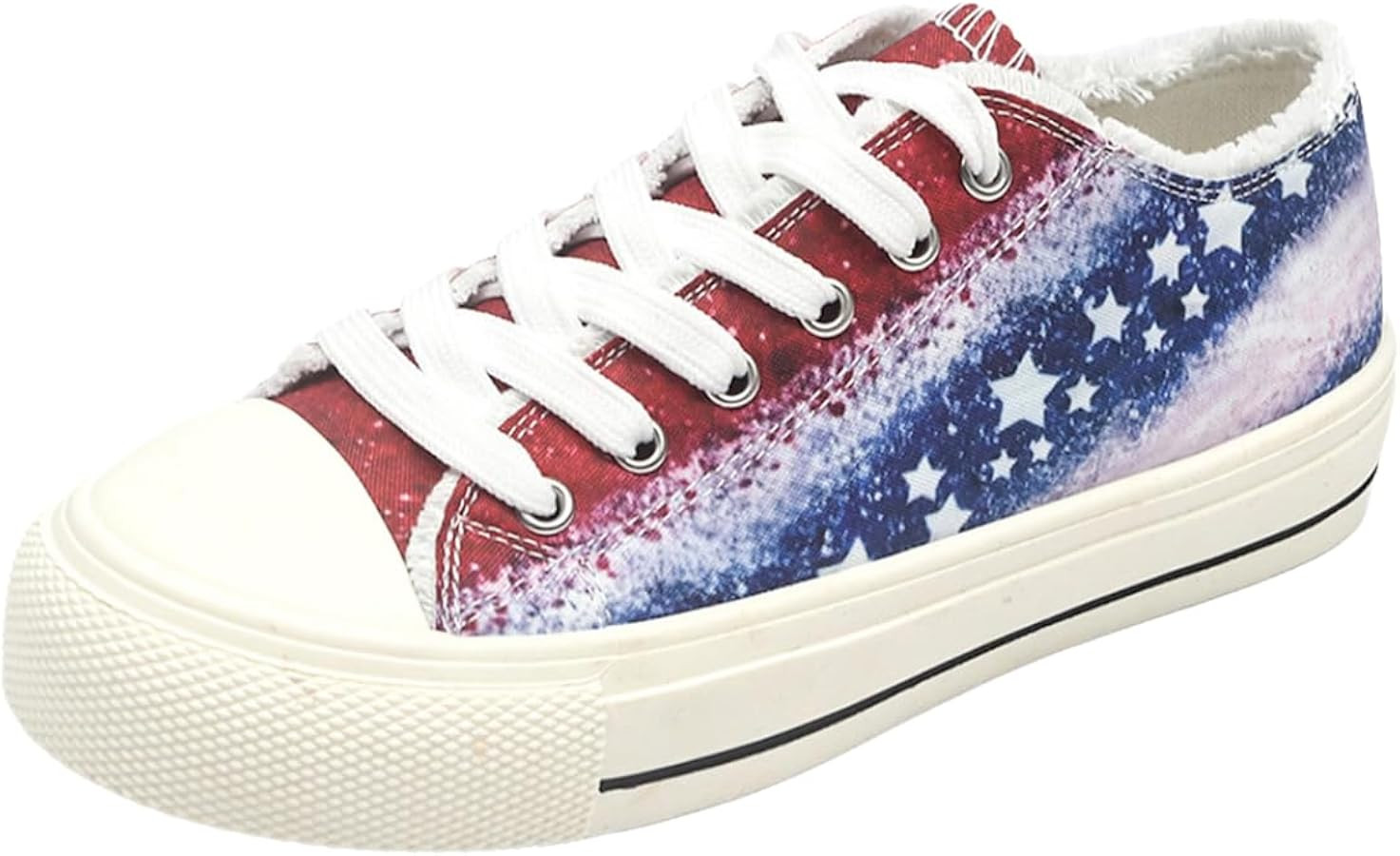 Women's Platform Sneakers – Lightweight Lace-Up Canvas Sneakers with Pentagram Pattern & Anti-S... | Amazon (US)