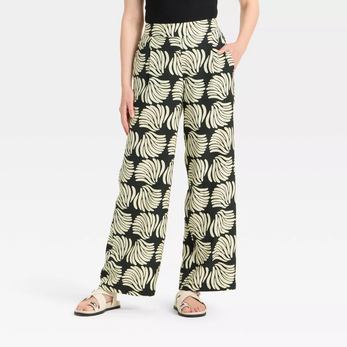 Women's High-Rise Wide Leg Pants - A New Day™ Black Shell M | Target