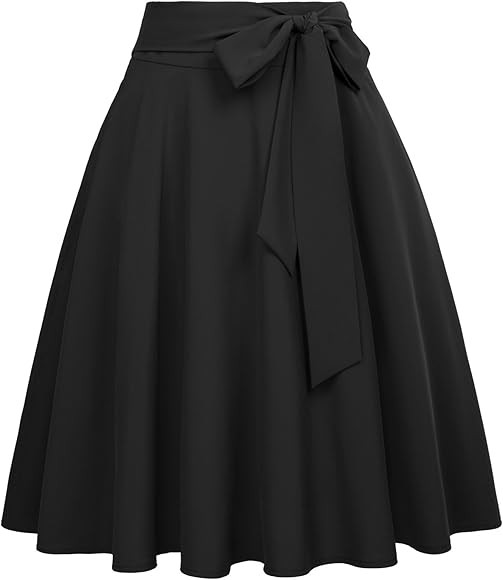 Women's High Waist A-Line Pockets Skirt Skater Flared Midi Skirt | Amazon (US)