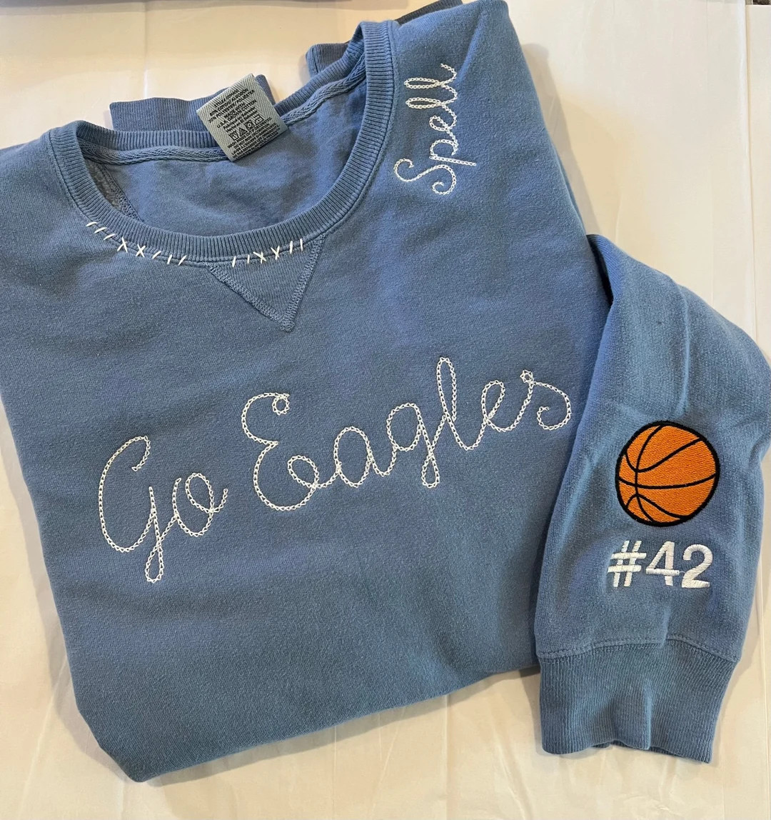 Basketball Embroidered Sweatshirt, Basketball Custom Sweatshirt, Sports Mom Sweatshirt, Senior Ni... | Etsy (US)