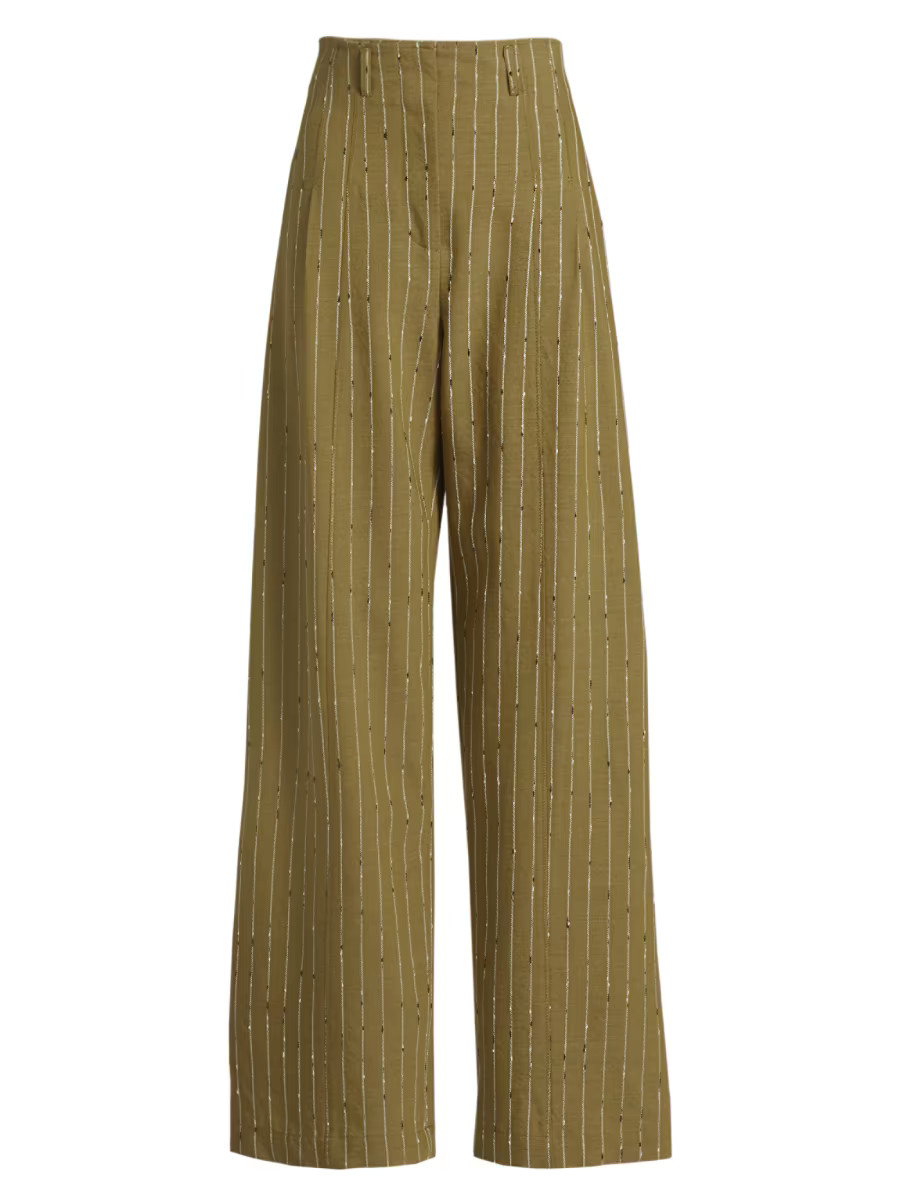 Shop Ulla Johnson Carine Pinstripe Wool-Blend Pants | Saks Fifth Avenue | Saks Fifth Avenue