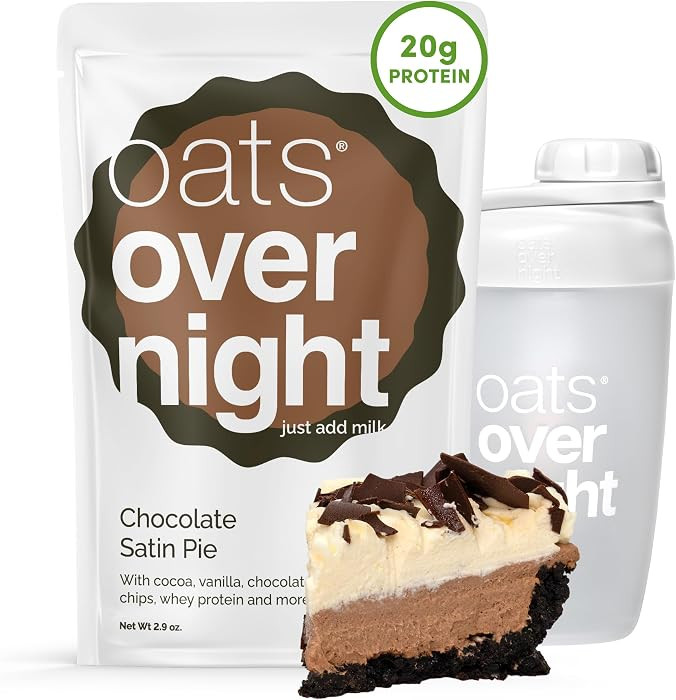 Oats Overnight Chocolate Satin Pie - Overnight Oats with 20g Whey Protein, High Fiber Breakfast P... | Amazon (US)