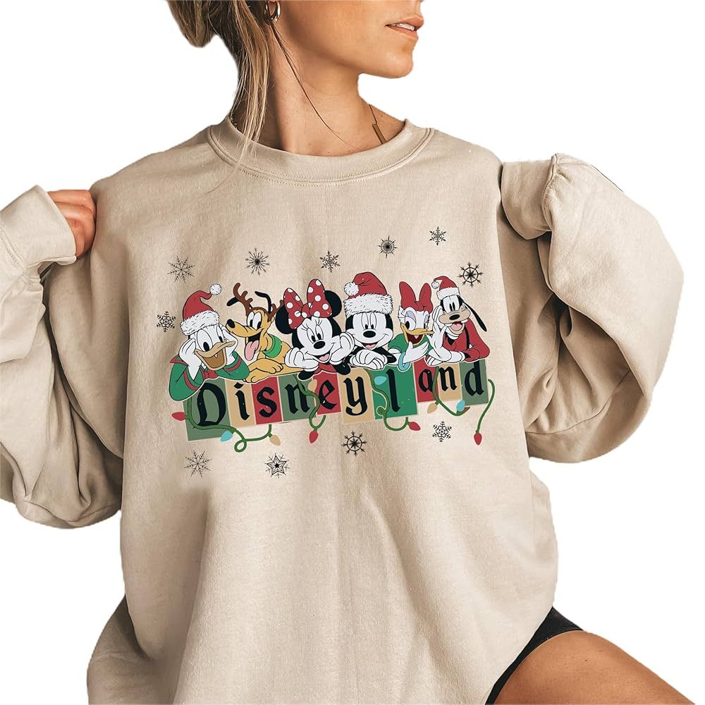 Mickey and Friends Christmas Sweatshirt, Retro Christmas Sweatshirt, Vintage Christmas Crewneck, ... | Amazon (US)