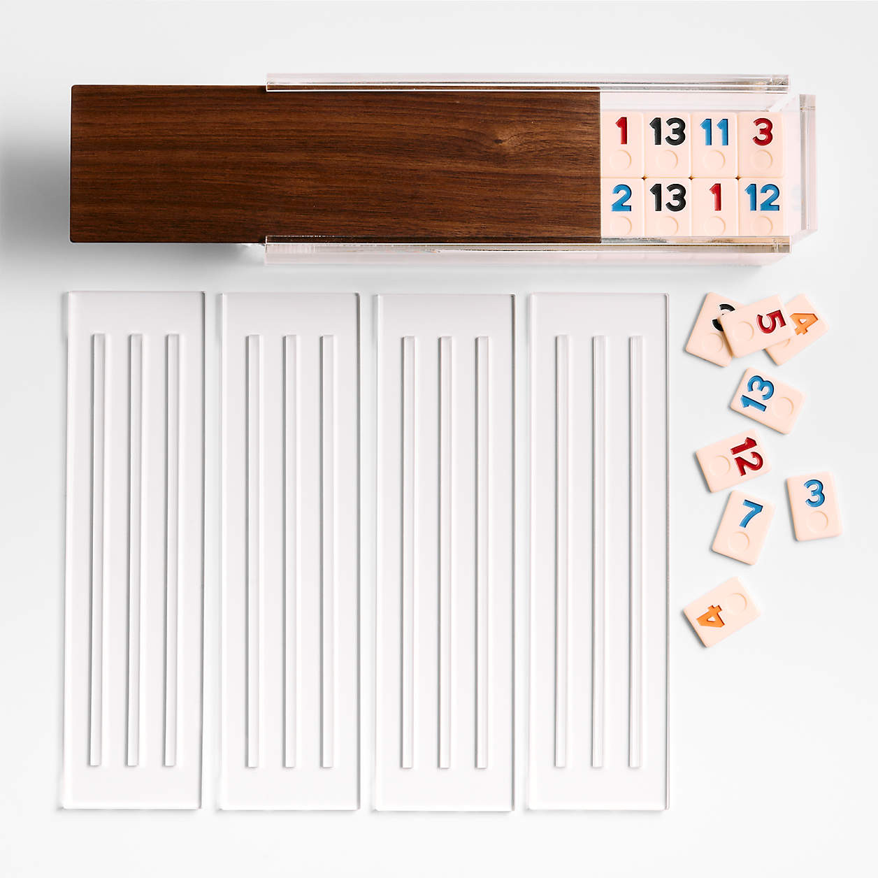 Luxe Dominoes El Rumi Walnut Rummy Tile Game | Crate & Barrel | Crate & Barrel