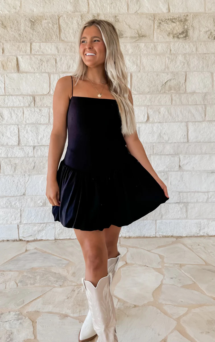 Laken Black Balloon Mini Dress | CK Squared Boutique