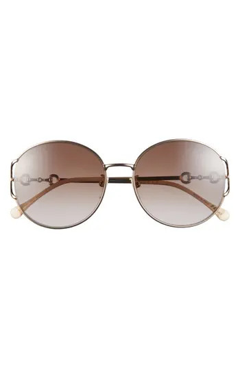 Gucci 58mm Oval Sunglasses in Gold Gold Brown at Nordstrom Rack | Nordstrom Rack