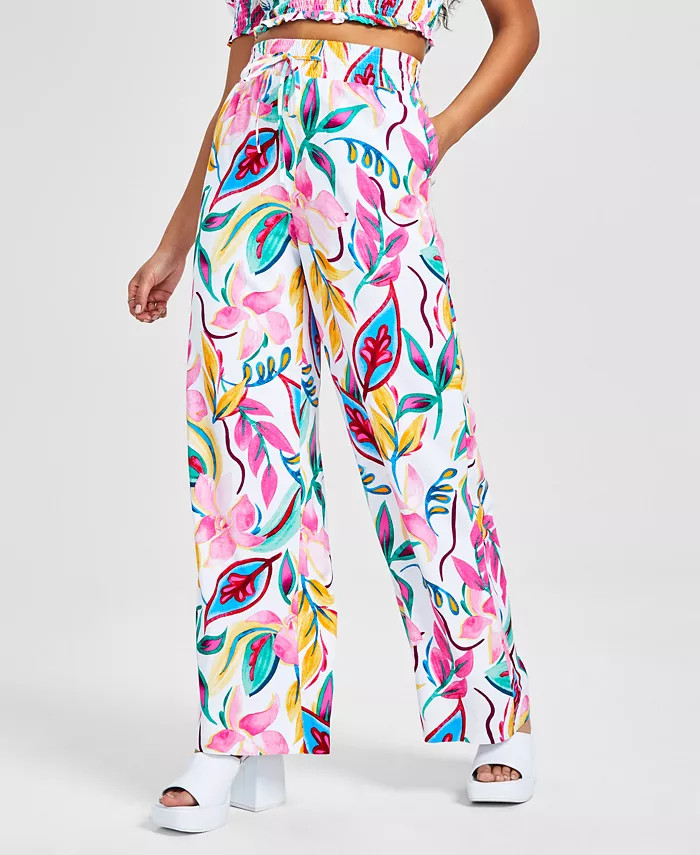 Bar III Women's Printed Wide-Leg Pants, Created for Macy's  & Reviews - Pants & Capris - Women - ... | Macys (US)