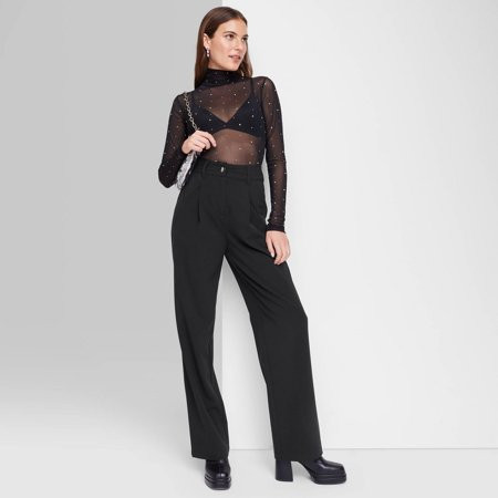 Women s Wide Leg Trouser Pants - Wild Fable‚ Black 10 | Walmart (US)