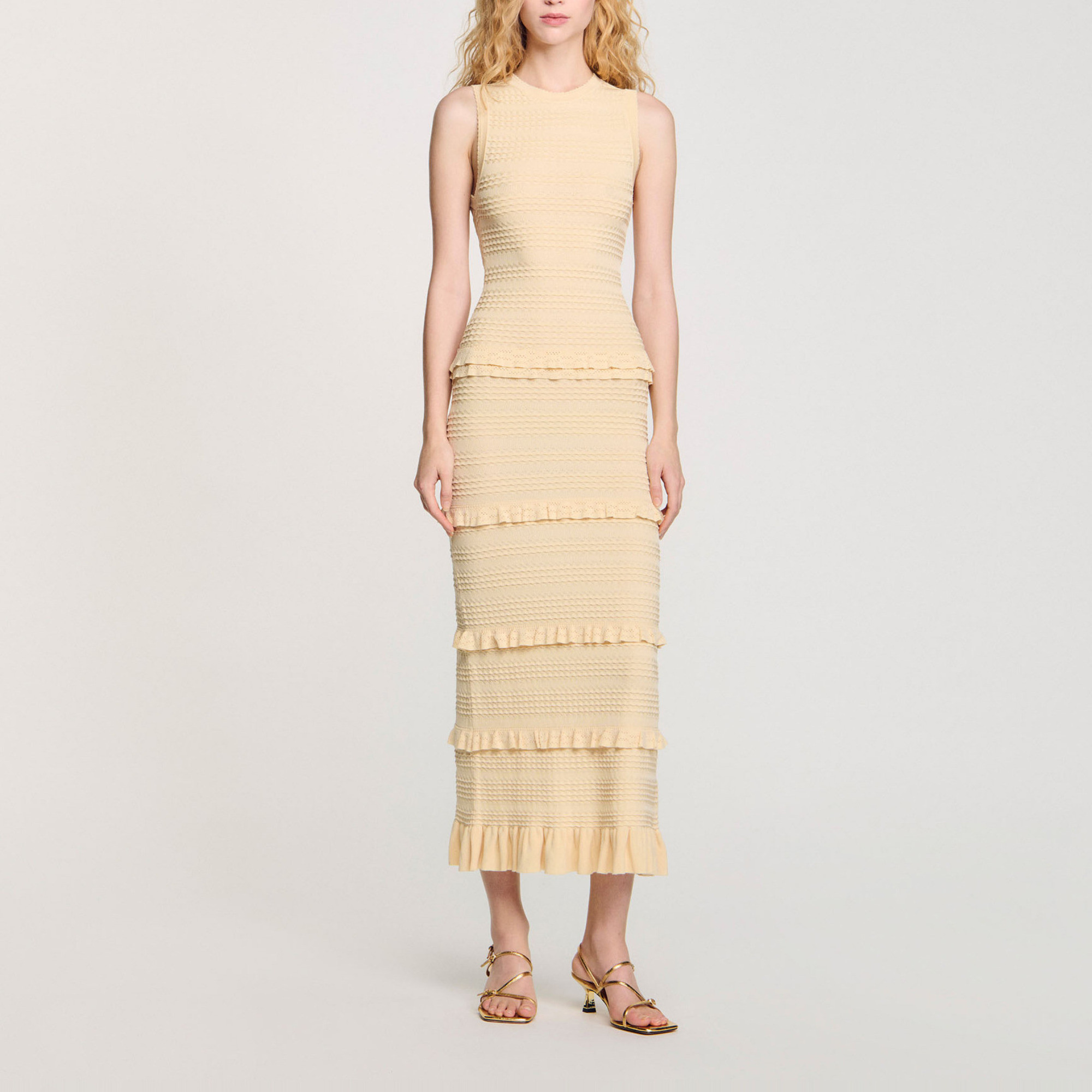 Ruffled knit maxi dress | Sandro US | Sandro-Paris US