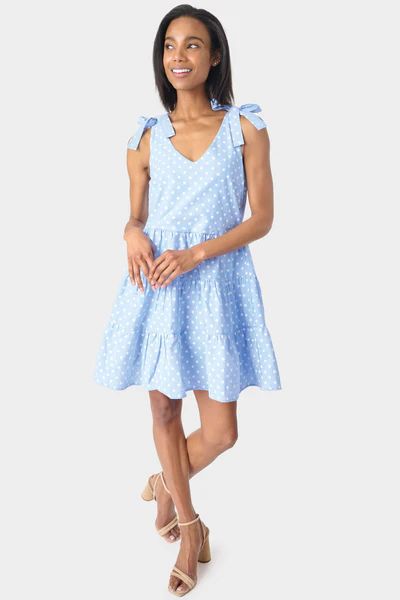 V-Neck Tiered Dress with Shoulder Ties | Gibson
