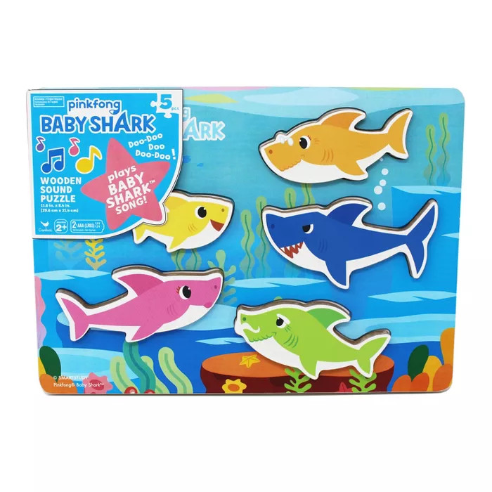 Cardinal Pinkfong Baby Shark Chunky Wooden Sound Puzzle 5pc | Target
