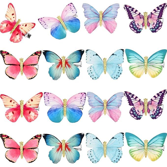 16 Pieces Butterfly Clips Baby Hair Clips Butterfly Glitter Barrette for Women Girl and Infant (B... | Amazon (US)