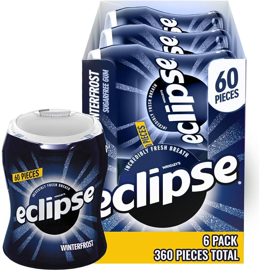 (6 Pack) ECLIPSE Winterfrost Sugar Free Chewing Gum Bulk Pack, 60 Piece Bottle | Amazon (US)