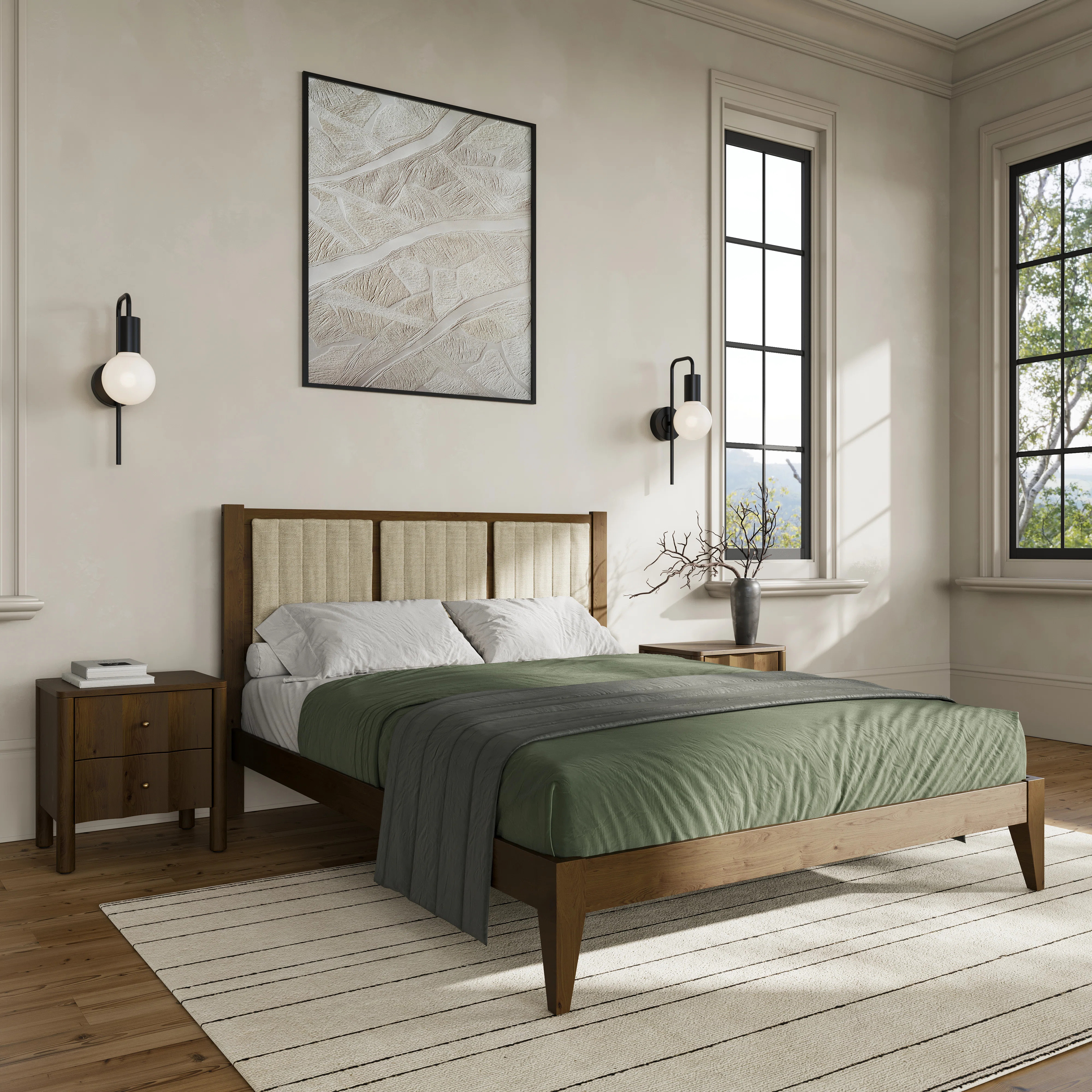 Henry Solid Wood Upholstered Headboard Bed Frame | Wayfair North America