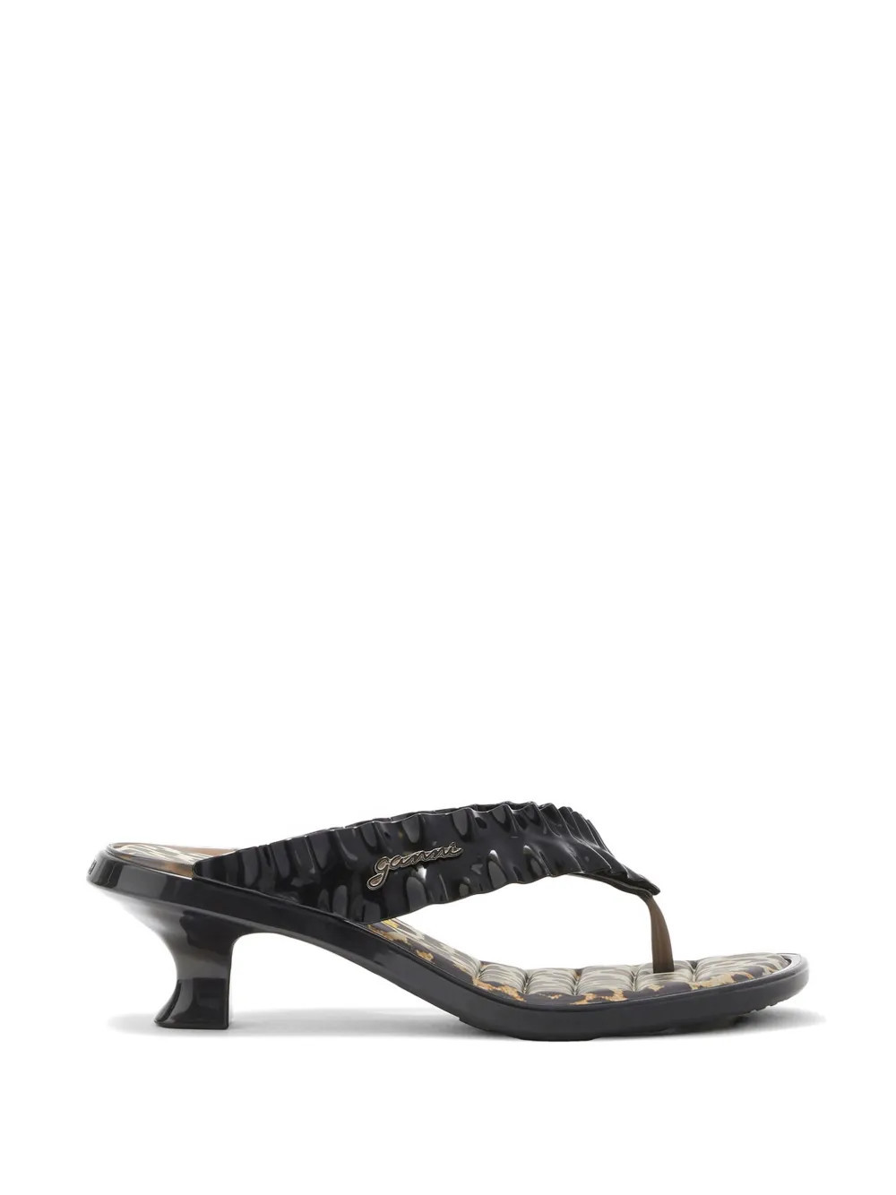 GANNI x Melissa leopard-print heeled sandals - Black | Farfetch Global