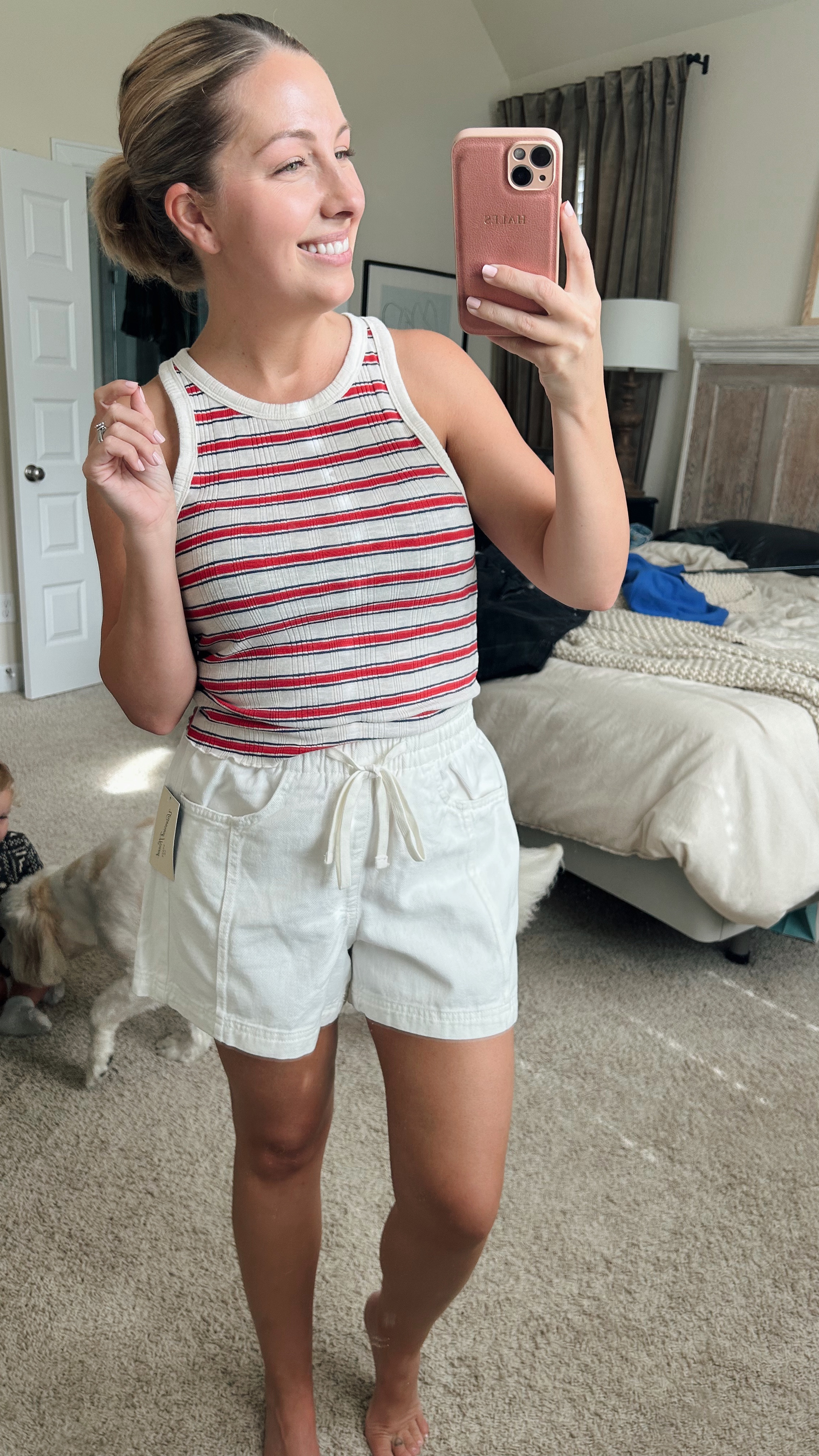 I said, “these are the white shorts!” Lol as if you couldn’t make that conclusion on your own! 

Wearing M in tank and S in shorts! 

Shorts are still 40% off! Run big  

#LTKPetite #LTKSeasonal #LTKStyleTip