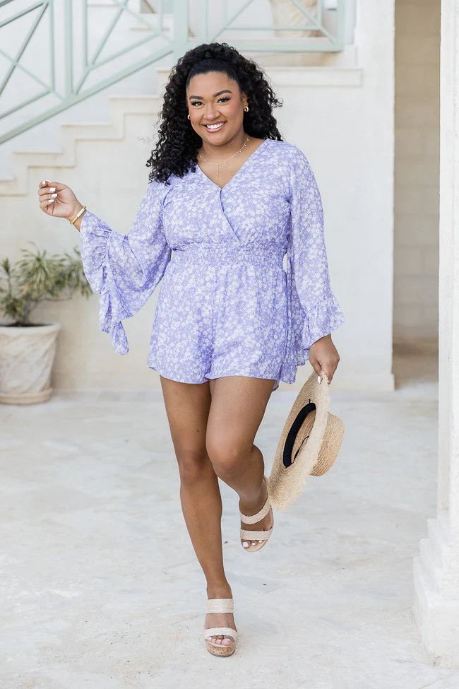 I Keep Hoping Floral Purple Romper | Pink Lily