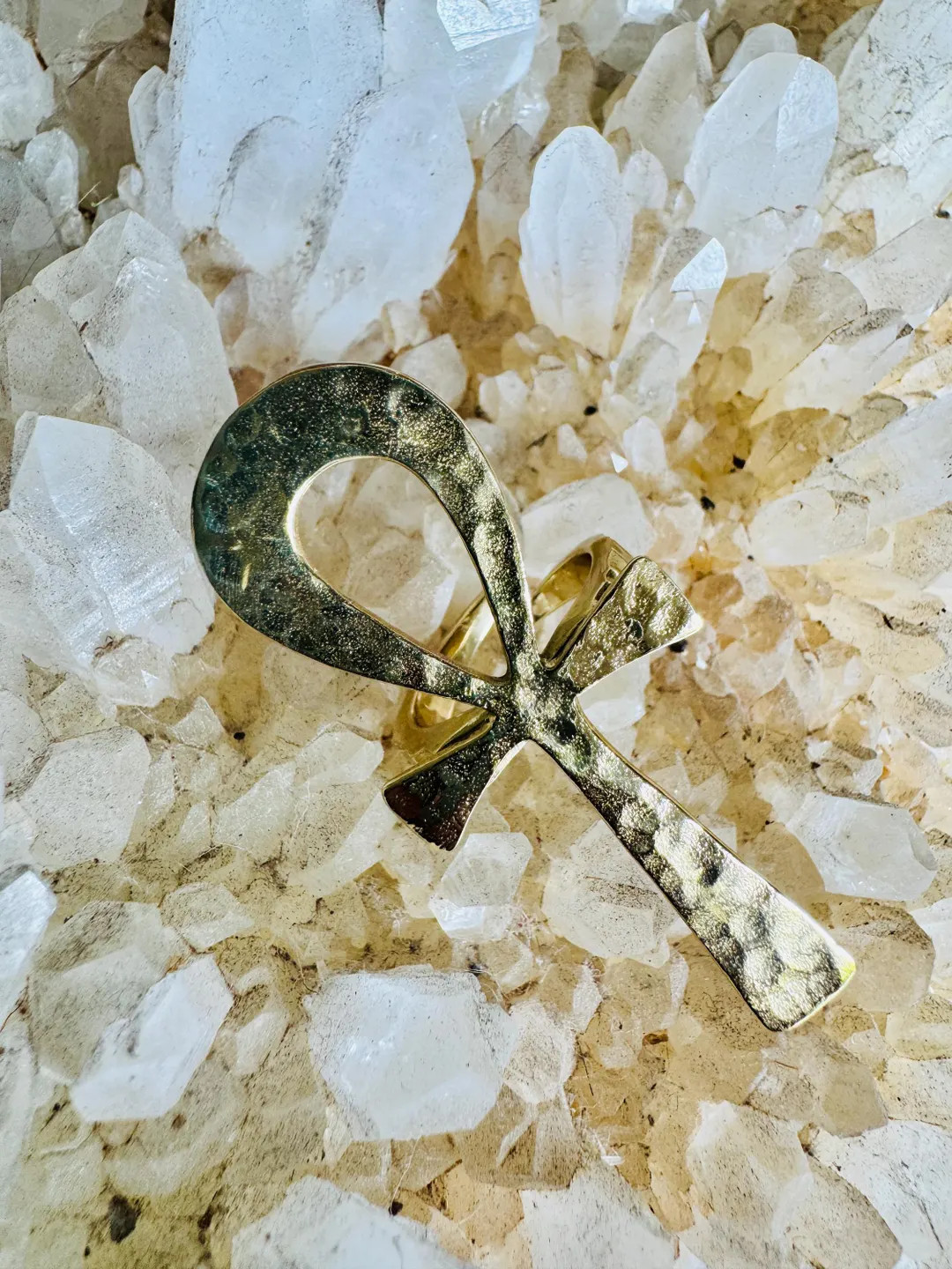 Everlasting Ankh oversized Statement ring, gently hammered edge, feminine and masculine lifeforce... | Etsy (US)