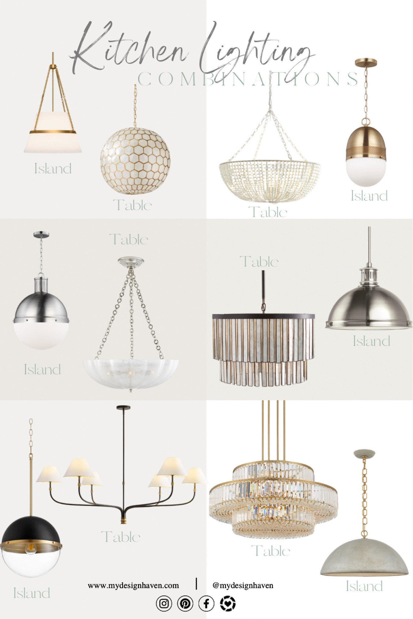 Everyone’s favorite ✨Kitchen Lighting Combos ✨ my most shopped posts 🤍 shop lighting for your kitchen table and island. These combinations will pair well together. The mixture of modern transitional to a splash of glamour. A pendant for the island and a chandelier for the breakfast nook table. There’s something for everyone here 🫶🏼 head to www.mydesignhaven.com for a large collection of lighting, decor and more 🤍

#LTKStyleTip #LTKHome #LTKBeauty