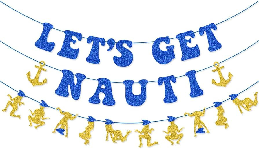 Let's Get Nauti Banner Garland for Anchor Cruise Decorations Nauti Bach Nautical Bachelorette Par... | Amazon (US)