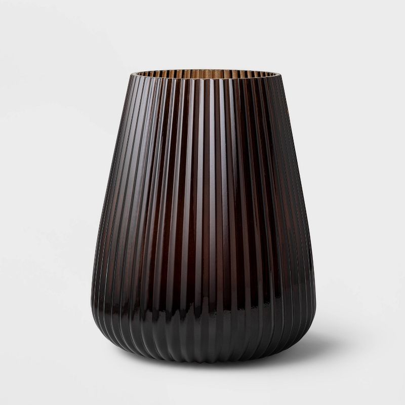 Large Ribbed Sculptural Glass Vase Brown | Target