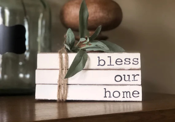 Stamped books, personalized stamped books , decorative books, shabby chic books, book stack, book... | Etsy (US)