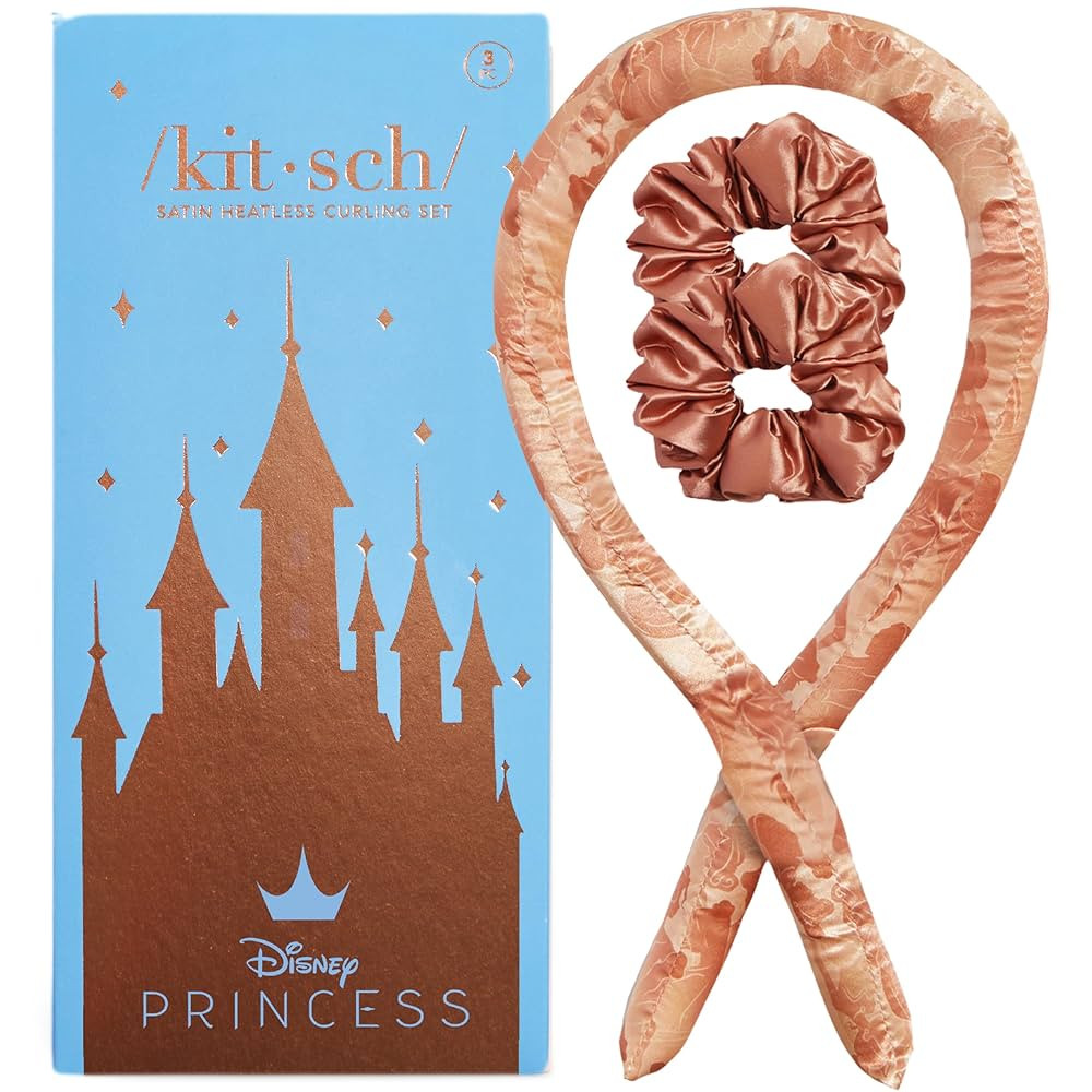 Disney x Kitsch Satin Heatless Hair Curler Set - Heatless Curls Overnight, Hair Rollers for Soft ... | Amazon (US)