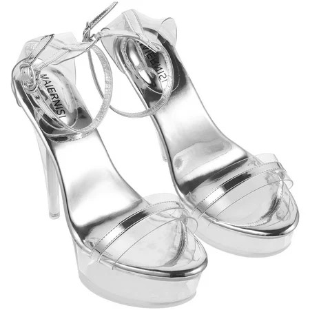 1 Pair Super High-heeled Platform Sandals Chic Silver High-heeled Sandals | Walmart (US)