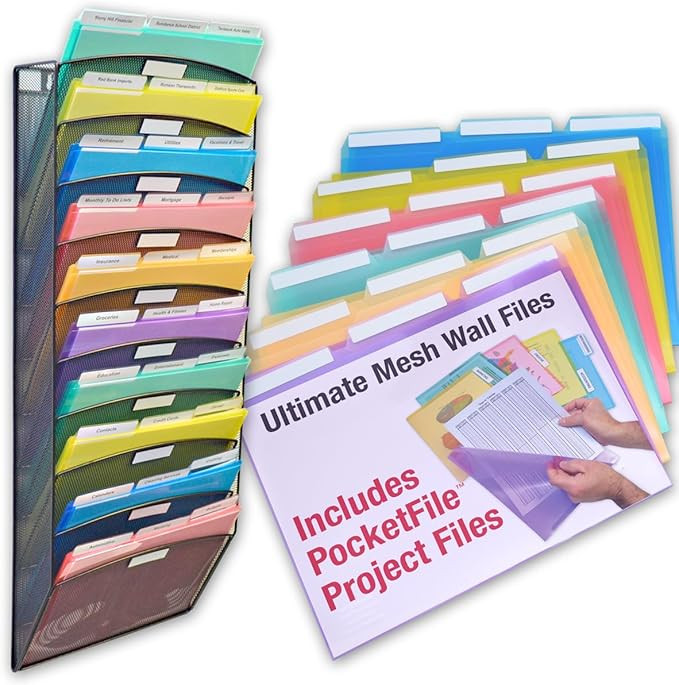 Ultimate Office Mesh Wall File Organizer, 10 Tier Vertical Mount Hanging File Sorter. Multipurpos... | Amazon (US)