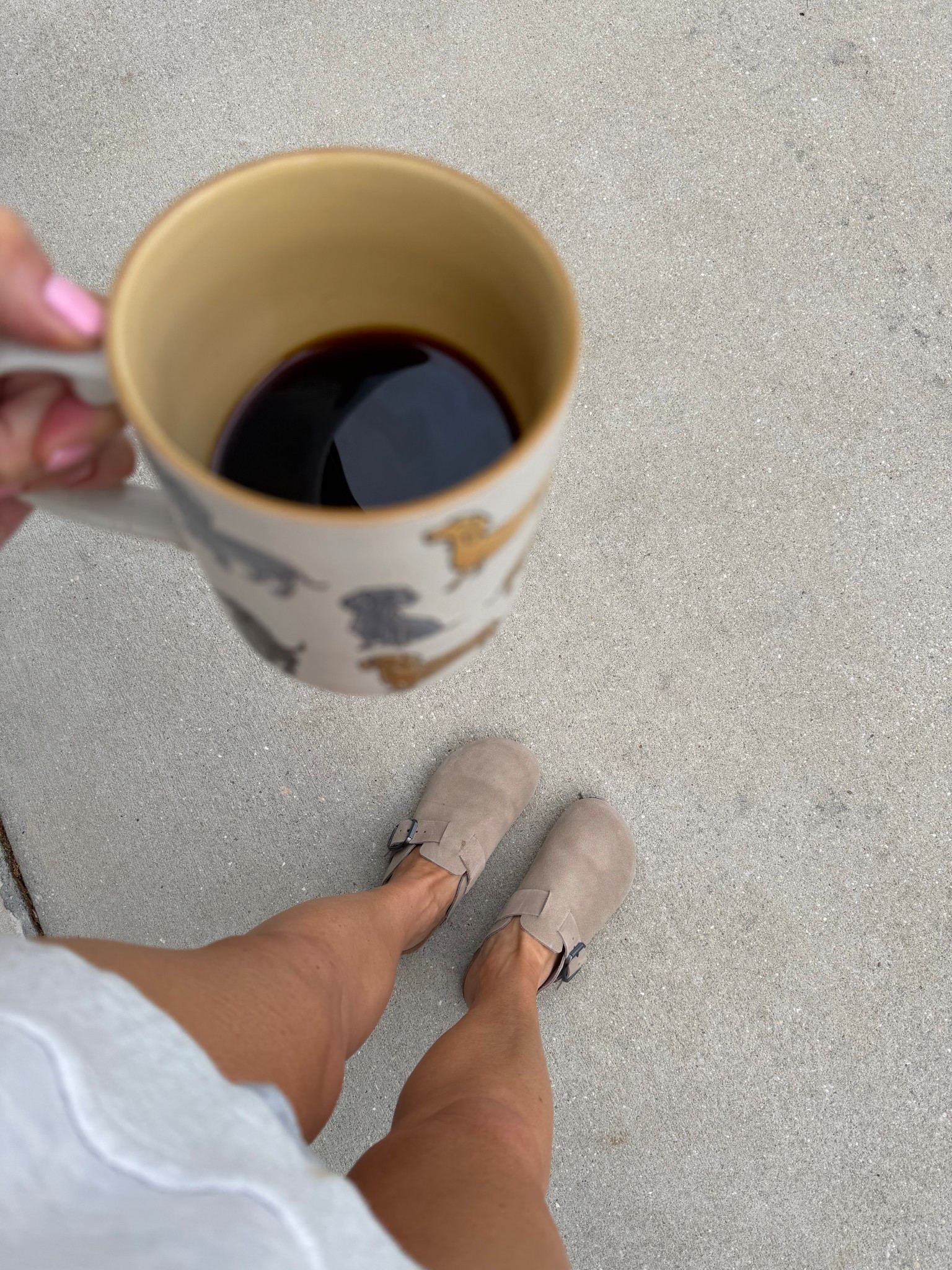 Morning carpool drop off
Shoes run TTS! Love this fun mug too! 

#LTKmorningroutine #LTKootd #LTKstorytime