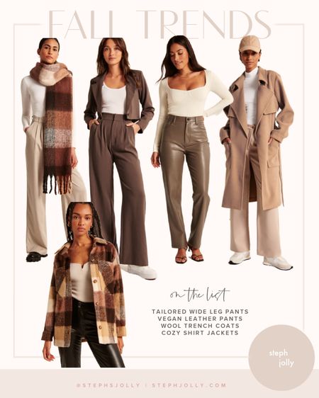Fall trends I love - wide leg trousers, vegan leather pants, wool trench coat, cozy plaid shirt jacket “shacket” 

#LTKSeasonal