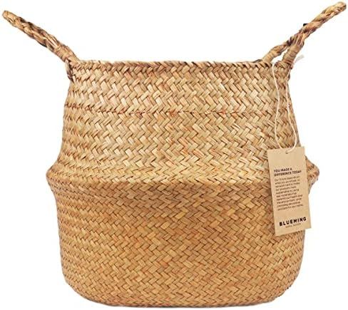 Plant Basket – Large Seagrass Planter Baskets for Indoors, Woven Rattan Planters for Tall Indoo... | Amazon (US)