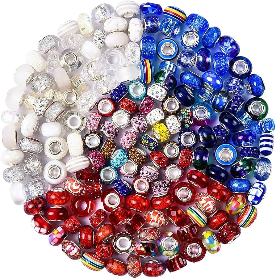 Aipridy Assortment European Large Hole Beads Spacer Beads Rhinestone Craft Beads for DIY Charms B... | Amazon (US)